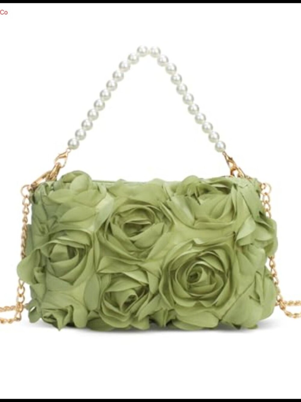 Chiffon 3D Floral Evening Clutch Pearl Beaded Top Handle Handbag